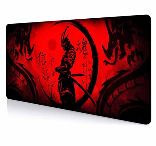 LTHAOGUO Japanisches Samurai-Mauspad, XL, cooles Anime-Design, roter schwarzer Drache, erweiterte Schreibtischmatte, rutschfeste Gummiunterseite, genähte Kanten, Schreibtischunterlage für LTHAOGUO Japanisches Samurai-Mauspad, XL, cooles Anime-Design, roter schwarzer Drache, erweiterte Schreibtischmatte, rutschfeste Gummiunterseite, genähte Kanten, Schreibtischunterlage für von LTHAOGUO