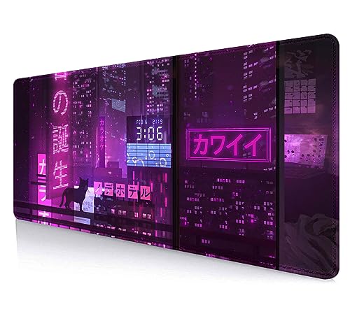 LTHAOGUO Purple Neon City Gaming Mauspad, Japanische Schreibtischmatte, Toky Street Schreibtischunterlage, Erweitertes Anime Mauspad, Tastatur Schreibtischmatte für Computer Laptop Gamer LTHAOGUO Purple Neon City Gaming Mauspad, Japanische Schreibtischmatte, Toky Street Schreibtischunterlage, Erweitertes Anime Mauspad, Tastatur Schreibtischmatte für Computer Laptop Gamer von LTHAOGUO