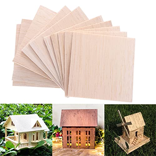 20 Stück Holzteller Balsaholz Hobby Holz Blatt für Handwerk DIY Haus Schiff Flugzeug Modell Spielzeug 100 x 100 x 3 mm von LTKJ