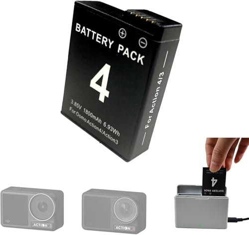 1800mAh Akku für DJI Osmo Action 3/4, Sportkamera Akku für DJI Action 3/4, Sportkamera Zubehör,1 Akku 1800mAh Akku für DJI Osmo Action 3/4, Sportkamera Akku für DJI Action 3/4, Sportkamera Zubehör,1 Akku von LTSKY