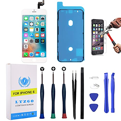 LTZGO Kompatibel mit iPhone 6 A1549, A1586, A1589 Display LCD Weiß Ersatz Bildschirm Reparatur Touchscreen Digitizer Set mit Werkzeug Reparatursatz Schutzfolie Adhesive Sticker von LTZGO