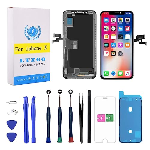 LTZGO LCD Touchscreen Für iPhone X Schwarz Display Ersatz Bildschirm Reparaturset mit Werkzeuge Adhesive Sticker Modell A1865, A1901, A1902 von LTZGO