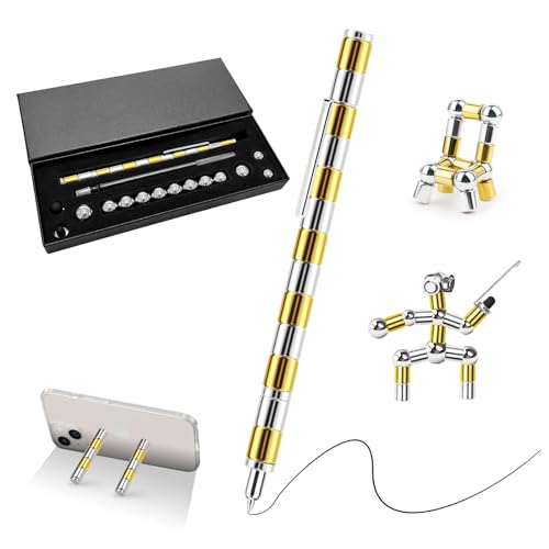 Magnetischer Kugelschreiber Fidget Pen, Lustig Multifunktions Magnetstift mit Stylus Stift voll Kreativität und Stressabbau Geschenk für Papa Männer Frauen Kinder Jugendliche Golden Silber- 13 Ringe Magnetischer Kugelschreiber Fidget Pen, Lustig Multifunktions Magnetstift mit Stylus Stift voll Kreativität und Stressabbau Geschenk für Papa Männer Frauen Kinder Jugendliche Golden Silber- 13 Ringe von LTZGO