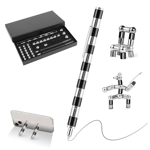 Zweifarbig Kugelschreiber Pen, Geschenk Stift Lustig Multifunktions mit Stylus Stift voll Kreativität und Stressabbau Geschenk für Familie Papa Männer Frauen Teenager Jugendliche - Schwarz Silber von LTZGO