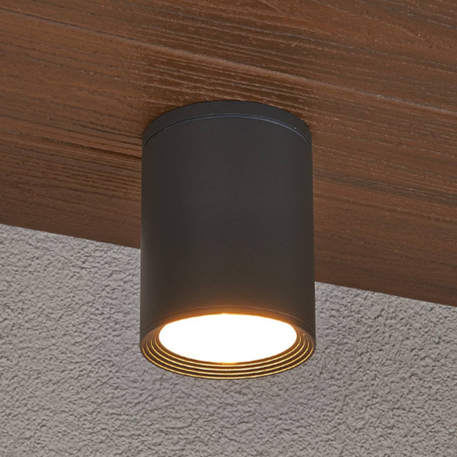 Lucande Deckenstrahler Minna, anthrazit, 14cm, IP54, E27 von LUCANDE