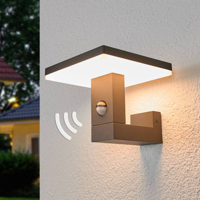 Lucande LED-Außenwandleuchte Olesia, Sensor, 15 cm, IP54 von LUCANDE