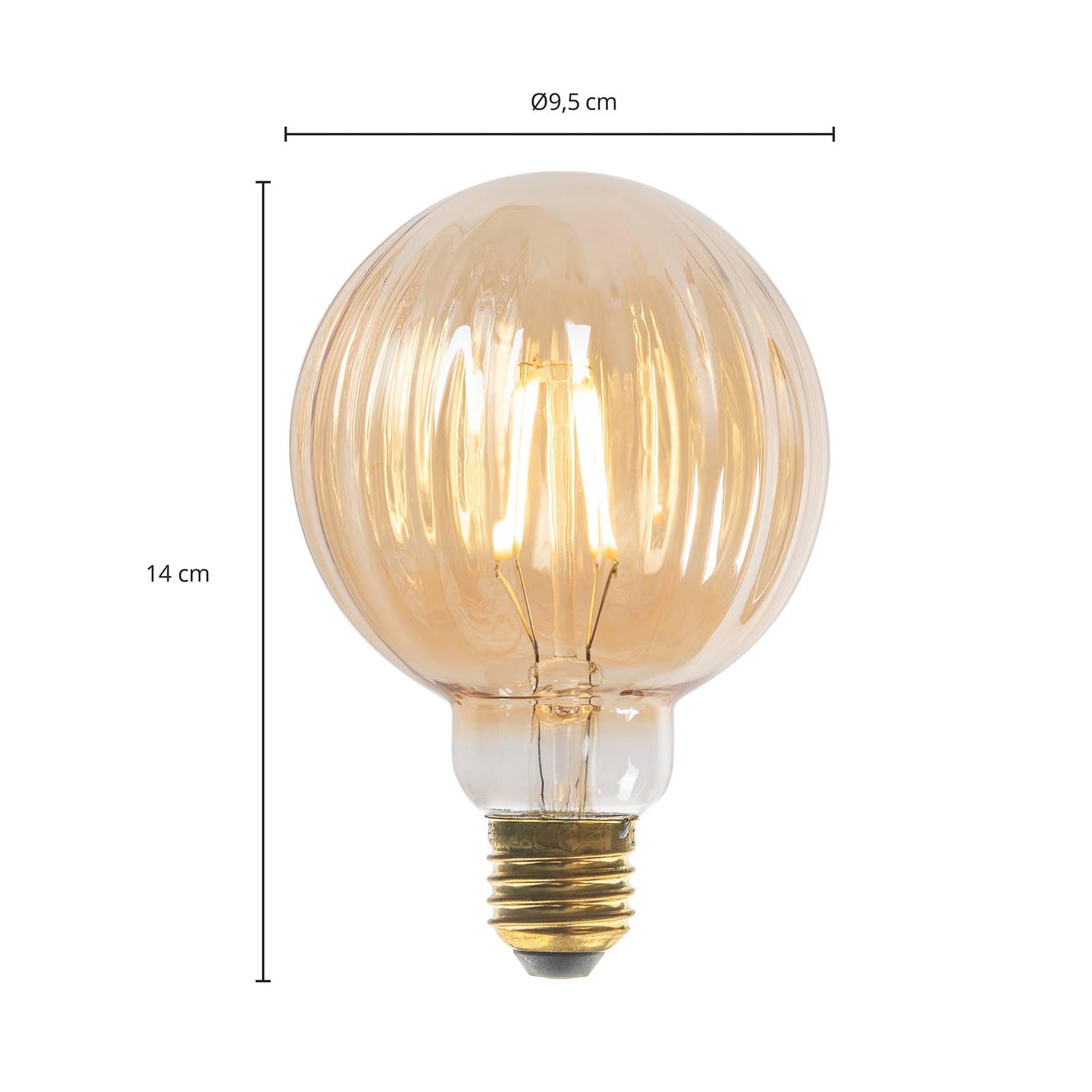 E27 3,8W LED G95 2700K 340lm Rillen amber 2er von LUCANDE