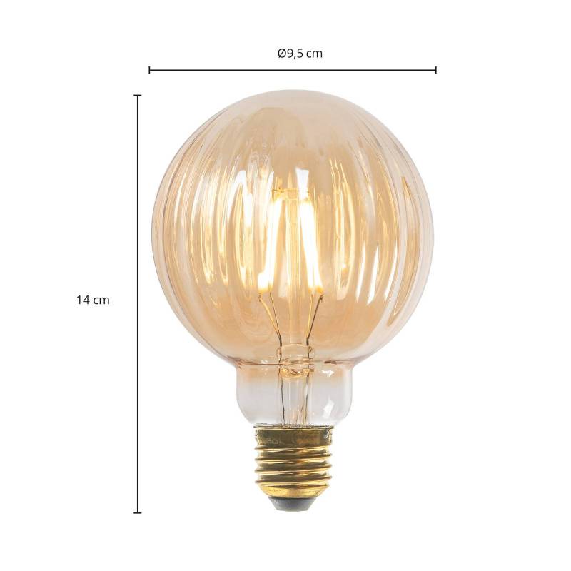 E27 3,8W LED G95 2700K 340lm Rillen amber 2er von LUCANDE