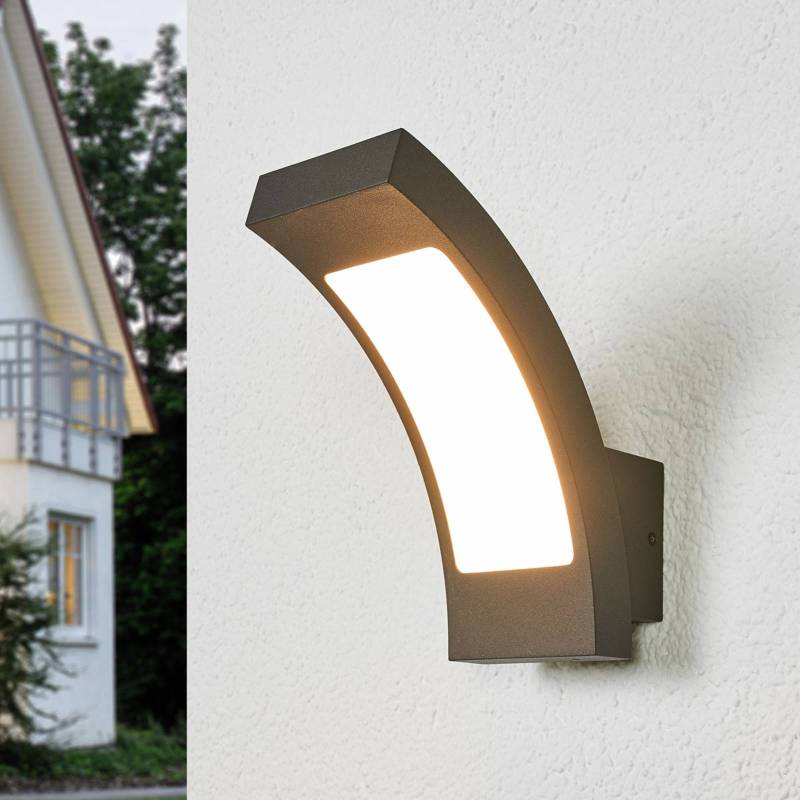 Lucande LED-Außenwandlampe Juvia, 19 cm, anthrazit, IP54 von LUCANDE