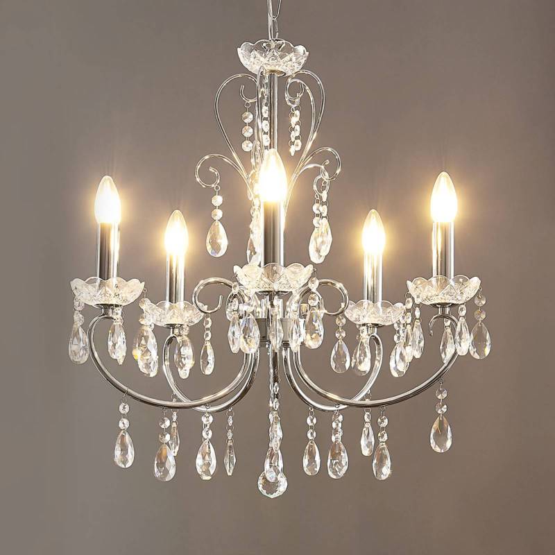 Lucande Kronleuchter Solveig, Ø 60 cm, 5-flammig, chrom von LUCANDE