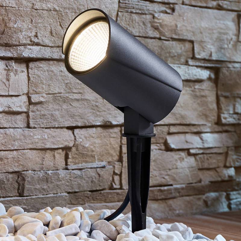 Lucande LED-Außenstrahler Anton, Erdspieß, anthrazit, Metall von LUCANDE