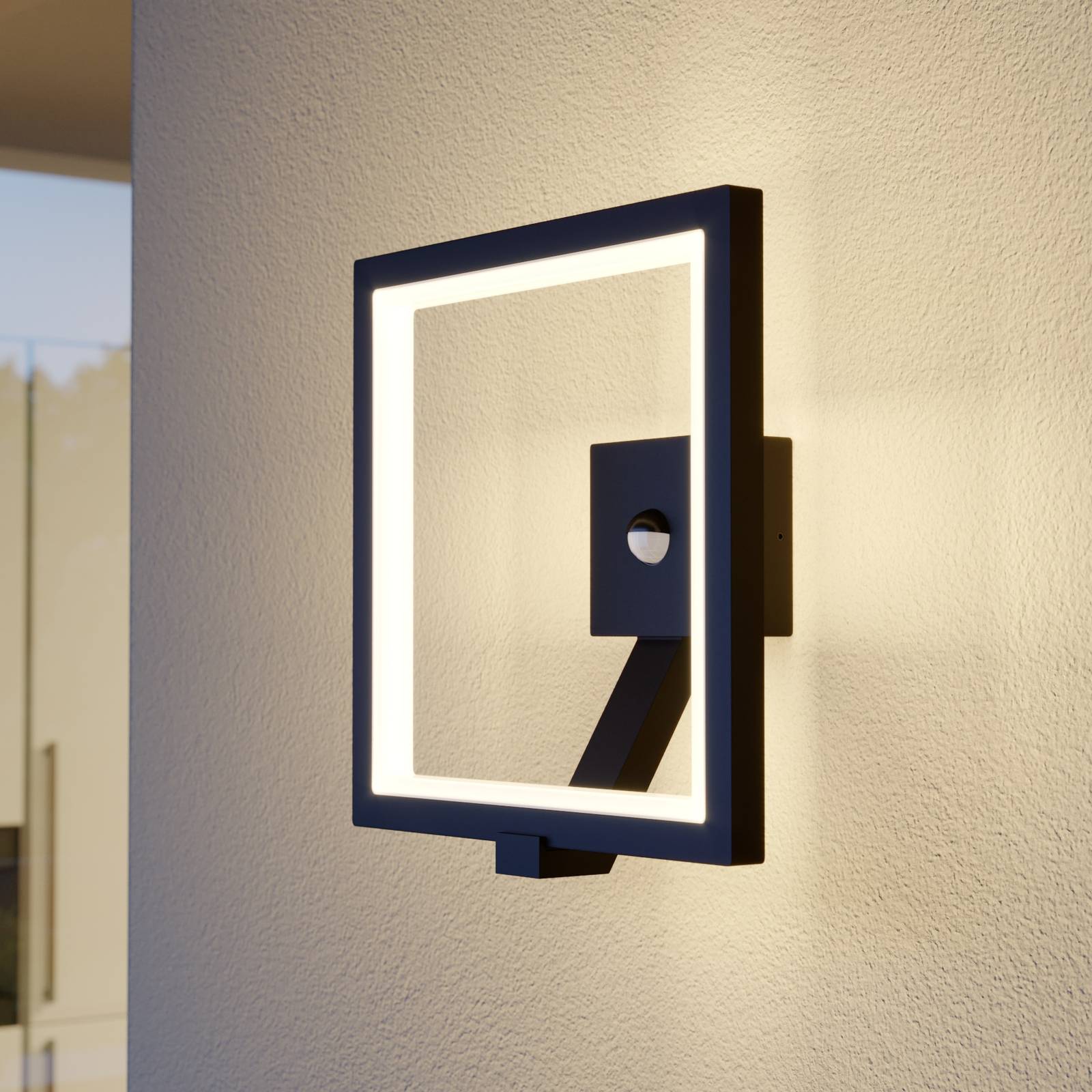 LED-Außenwandlampe Square, graphitgrau, mit Sensor von LUCANDE