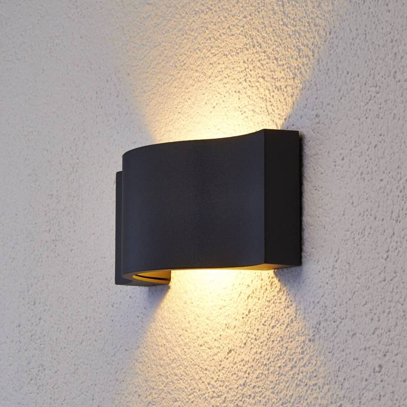 Lucande LED-Wandleuchte Jace, anthrazit, Metall, 28cm, IP54 von LUCANDE