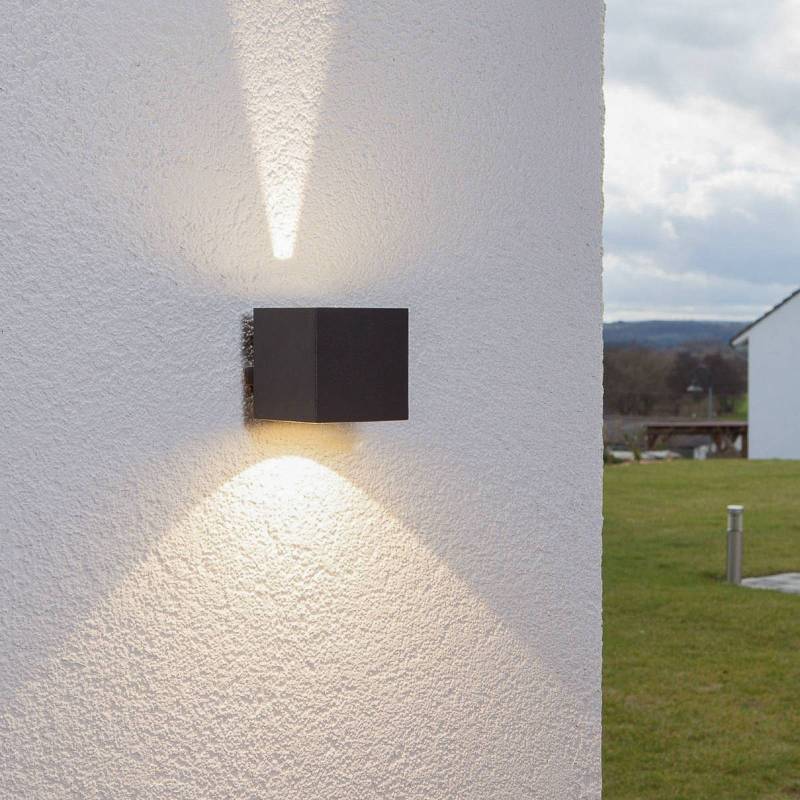 Lucande LED-Außenwandleuchte Jarno, anthrazit, Metall, 9 cm von LUCANDE