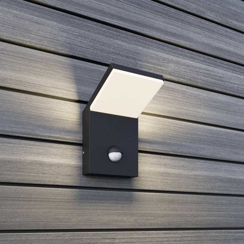 LED-Außenwandleuchte Nevio, Metall, anthrazit, Sensor von LUCANDE