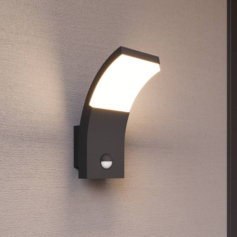 Lucande LED-Wandleuchte Timm, Sensor, 20cm, anthrazit, IP54 von LUCANDE