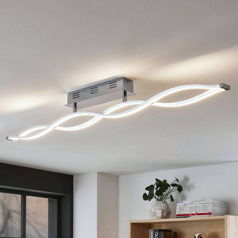 Lucande LED-Deckenlampe Roan, 115 cm, chrom, Edelstahl von LUCANDE