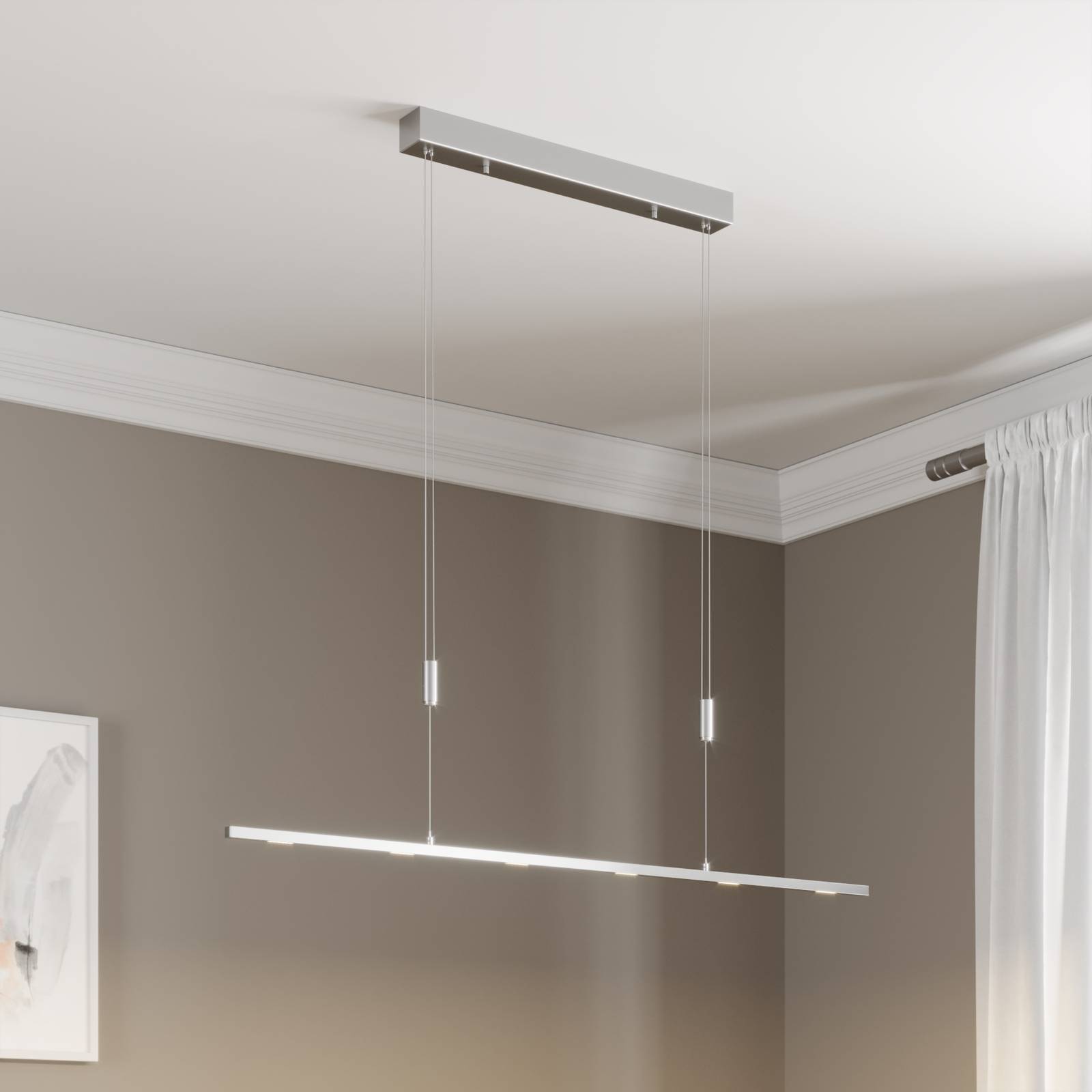 Lucande LED-Hängelampe Arnik, 120 cm, nickelfarben, dimmbar Lucande LED-Hängelampe Arnik, 120 cm, nickelfarben, dimmbar von LUCANDE