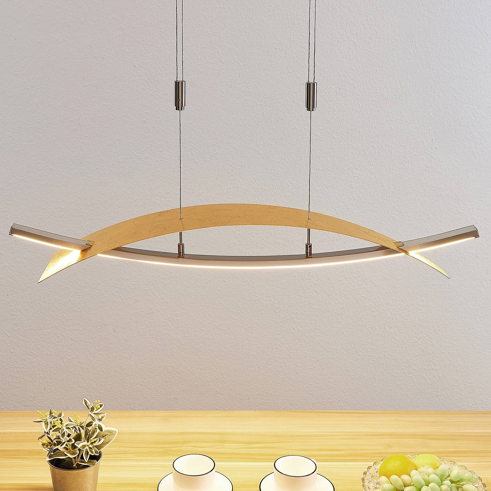 Lucande LED-Hängeleuchte Marija, 91 cm, goldfarben, dimmbar Lucande LED-Hängeleuchte Marija, 91 cm, goldfarben, dimmbar von LUCANDE