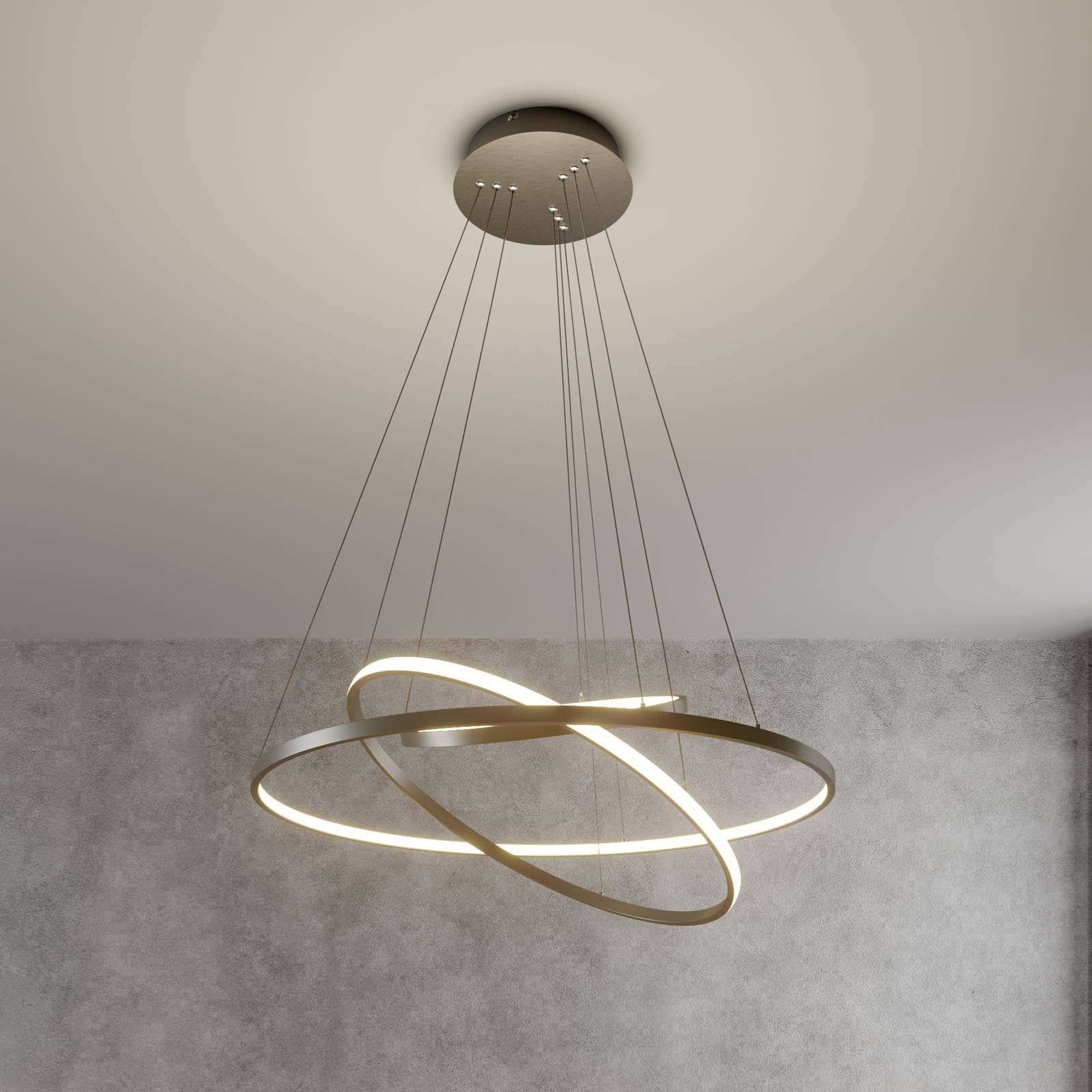 Lucande LED-Pendelleuchte Ezan, nickel, Metall, Ø 80cm Lucande LED-Pendelleuchte Ezan, nickel, Metall, Ø 80cm von LUCANDE