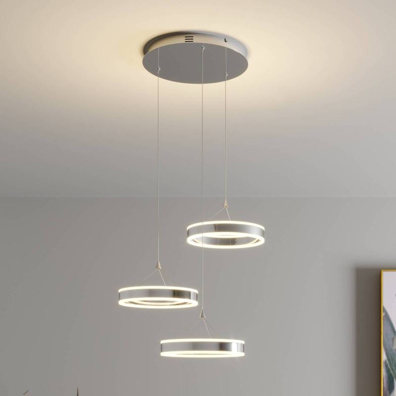 Lucande LED-Pendellampe Lyani, 62 cm, 3-flg., chrom, dimmbar von LUCANDE