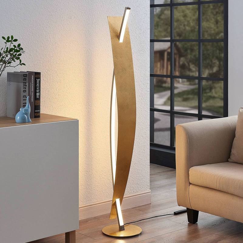 Lucande LED-Stehleuchte Marija, goldfarben, dimmbar, 140 cm von LUCANDE