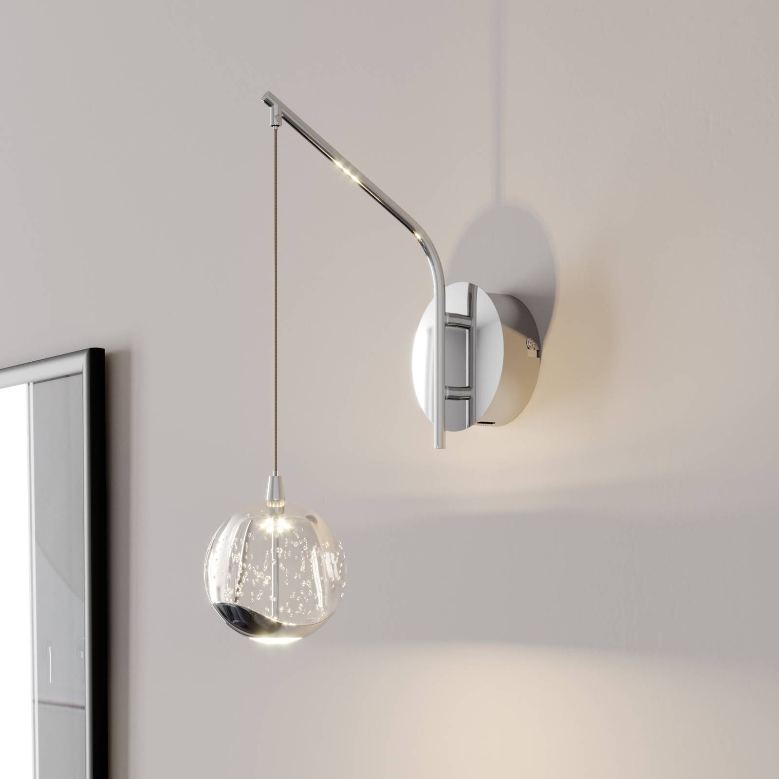 Lucande LED-Wandlampe Hayley, chromfarben, Glas, 34 cm hoch Lucande LED-Wandlampe Hayley, chromfarben, Glas, 34 cm hoch von LUCANDE
