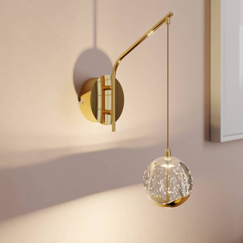 LED-Wandlampe Hayley m. hängender Kugel, gold von LUCANDE