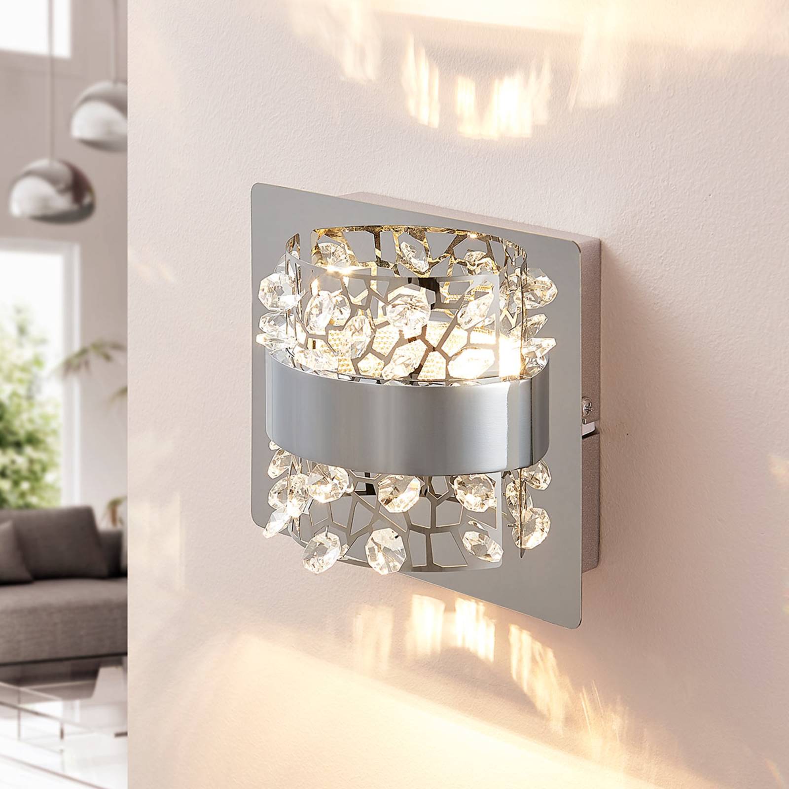 LED-Wandlampe Neelie mit Glassteinen, 1-flammig LED-Wandlampe Neelie mit Glassteinen, 1-flammig von LUCANDE