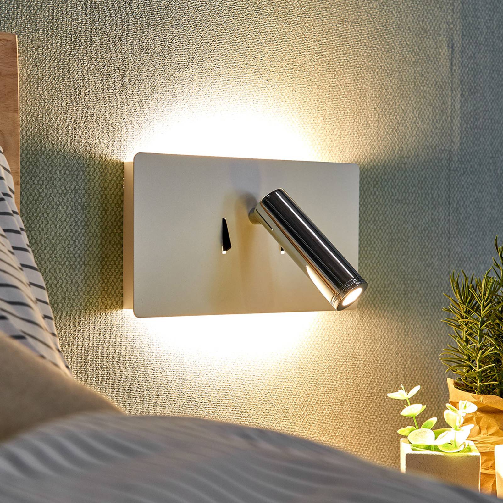 Lucande LED-Wandleuchte Elske, chrom/weiß, Metall, Leselampe Lucande LED-Wandleuchte Elske, chrom/weiß, Metall, Leselampe von LUCANDE