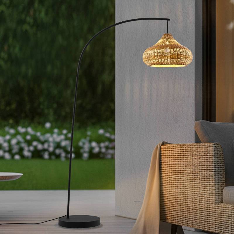 Lucande Außenstehleuchte Taniola, beige, Rattan, 195cm, IP44 von LUCANDE