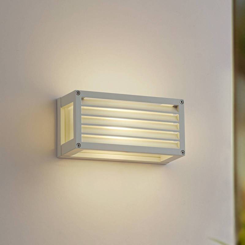 Lucande Außenwandlampe Aurelien, weiß, 12cm, gestreift, IP54 von LUCANDE