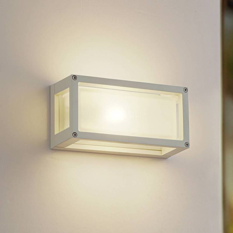 Lucande Außenwandlampe Aurelien, weiß, Glas, 12,5cm, IP54 von LUCANDE