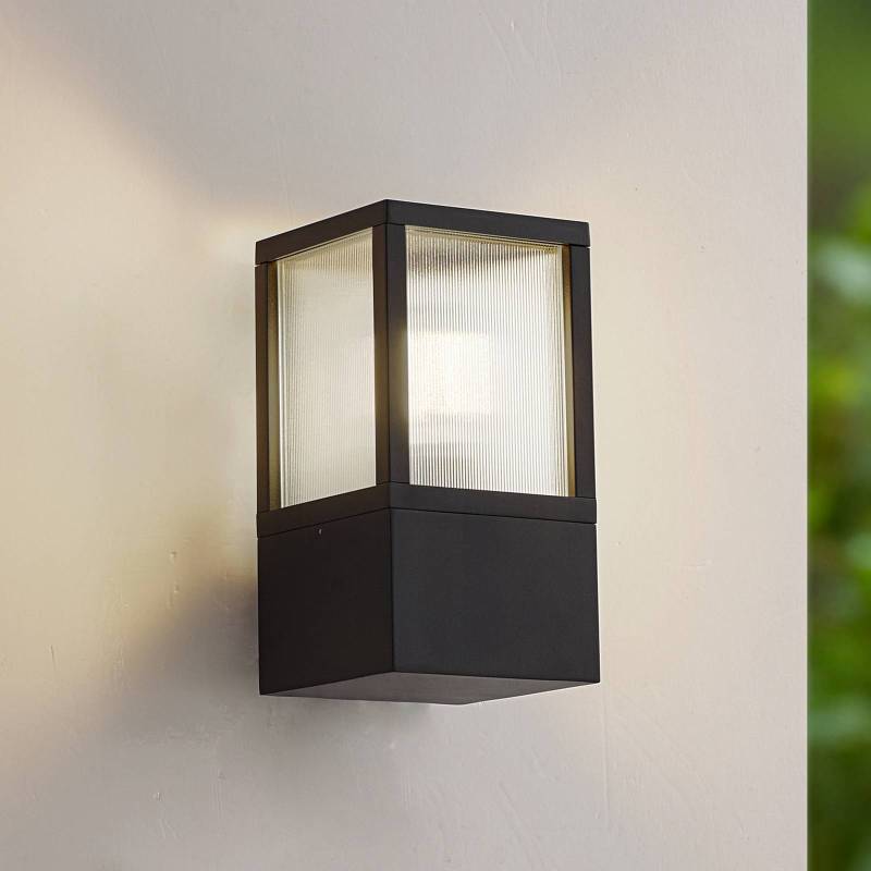 Lucande Außenwandlampe Klemens, schwarz,Metall, IP54, Riffle von LUCANDE