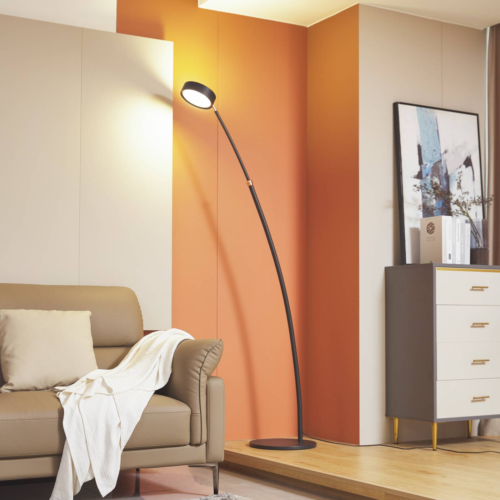 Lucande LED-Bogenleuchte Boga, schwarz, Metall, dimmbar Lucande LED-Bogenleuchte Boga, schwarz, Metall, dimmbar von LUCANDE
