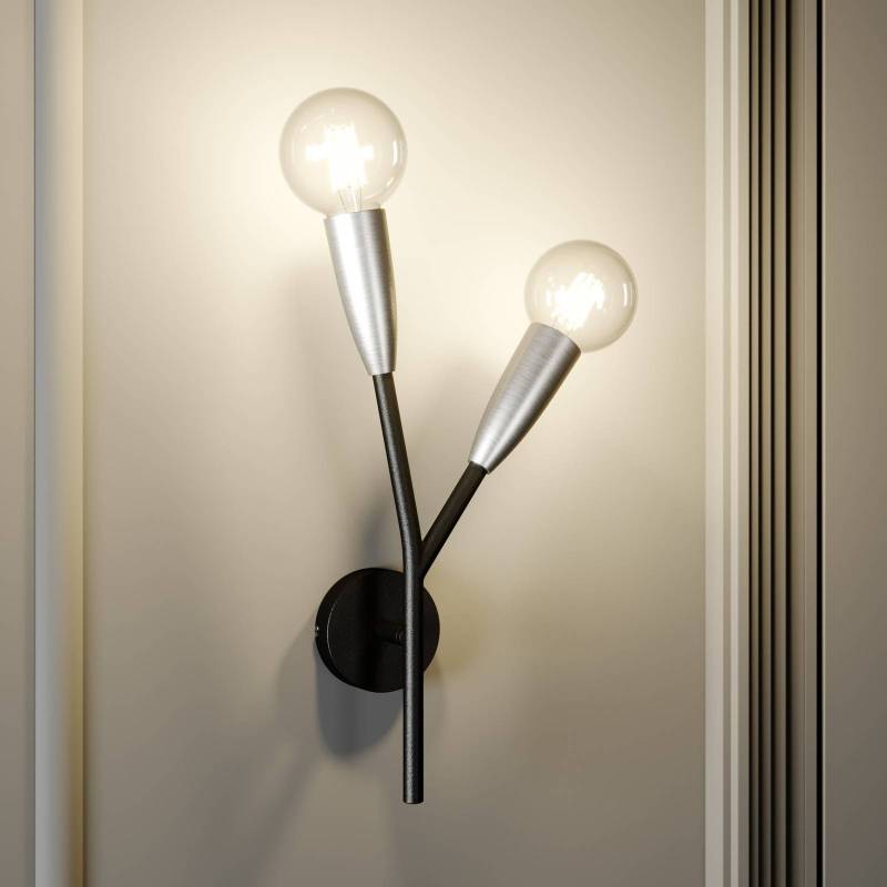 Lucande Carlea Wandlampe, 2-fl. schwarz-nickel von LUCANDE