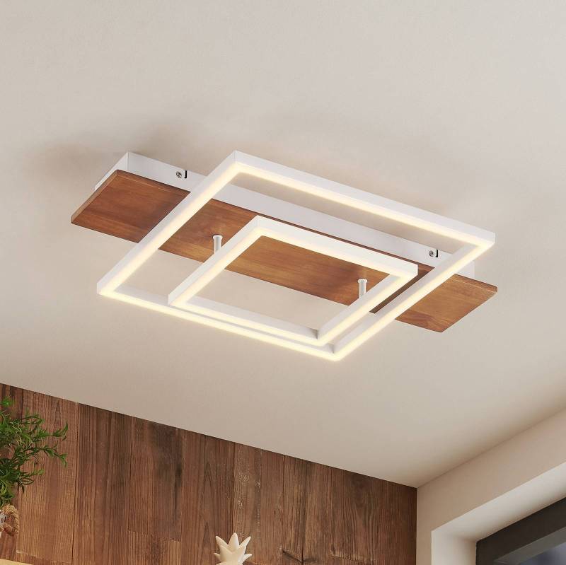 Lucande LED-Deckenleuchte Chariska, 60 cm, weiß, Holz, CCT von LUCANDE