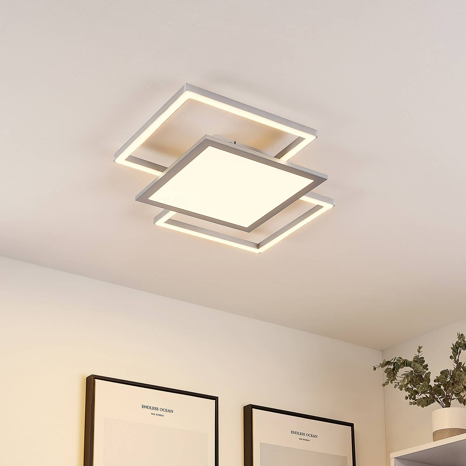 Lucande Ciaran LED-Deckenlampe, quadratisch von LUCANDE