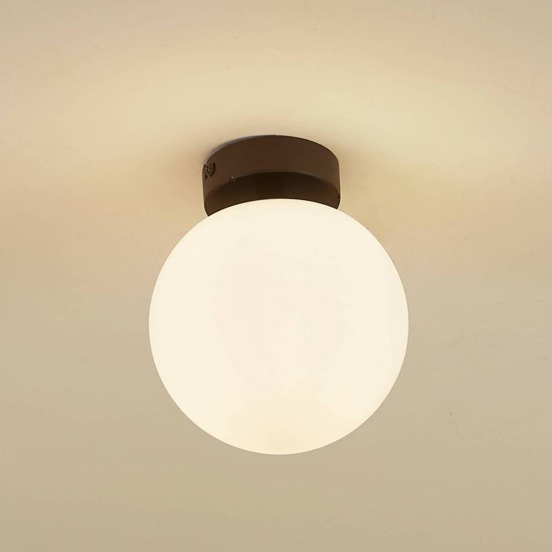 Lucande Deckenlampe Bidolo, schwarz, Glas, Ø 15 cm, IP44 von LUCANDE
