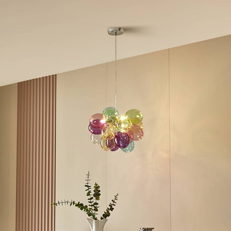 Lucande Hängeleuchte Diborah, Ø 40 cm, bunt, Glas, G9 von LUCANDE