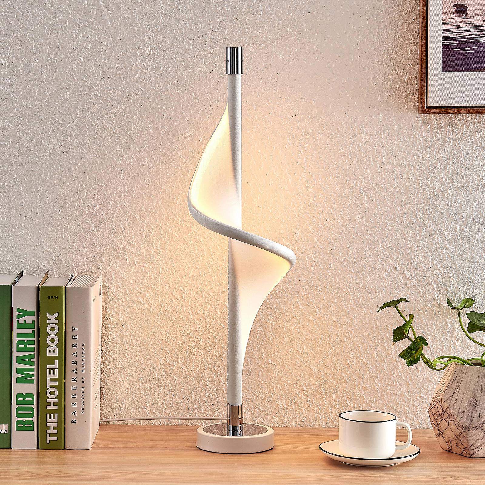 Lucande LED-Tischlampe Edano, 60 cm, weiß, Textil, dimmbar Lucande LED-Tischlampe Edano, 60 cm, weiß, Textil, dimmbar von LUCANDE