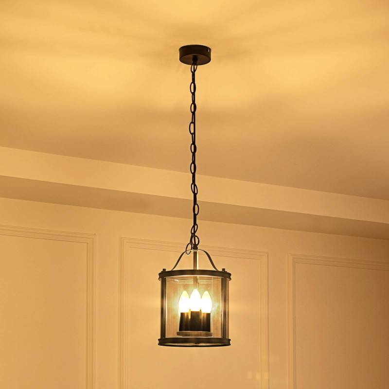Lucande Hängeleuchte Eryk, Ø 23 cm, schwarz, Glas, 3-flammig von LUCANDE