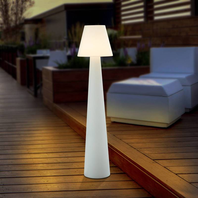 Lucande Terrassenleuchte Gauri, weiß, Höhe 148 cm, IP65 von LUCANDE