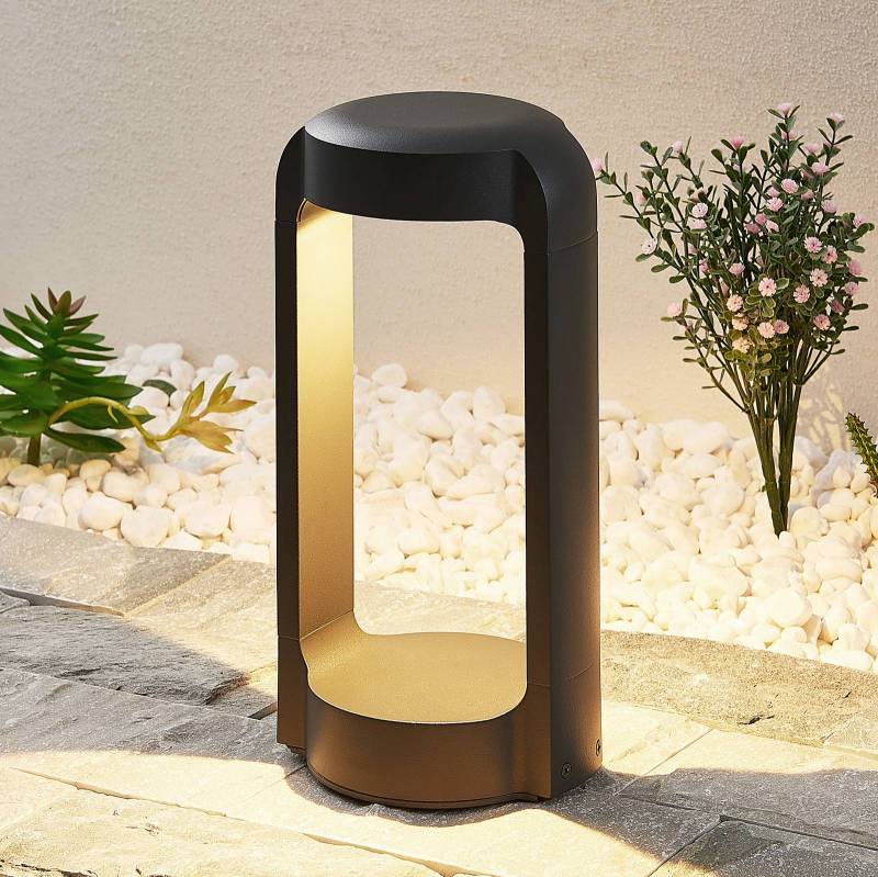 Lucande LED-Sockelleuchte Habsa, 30 cm, anthrazit, Metall von LUCANDE