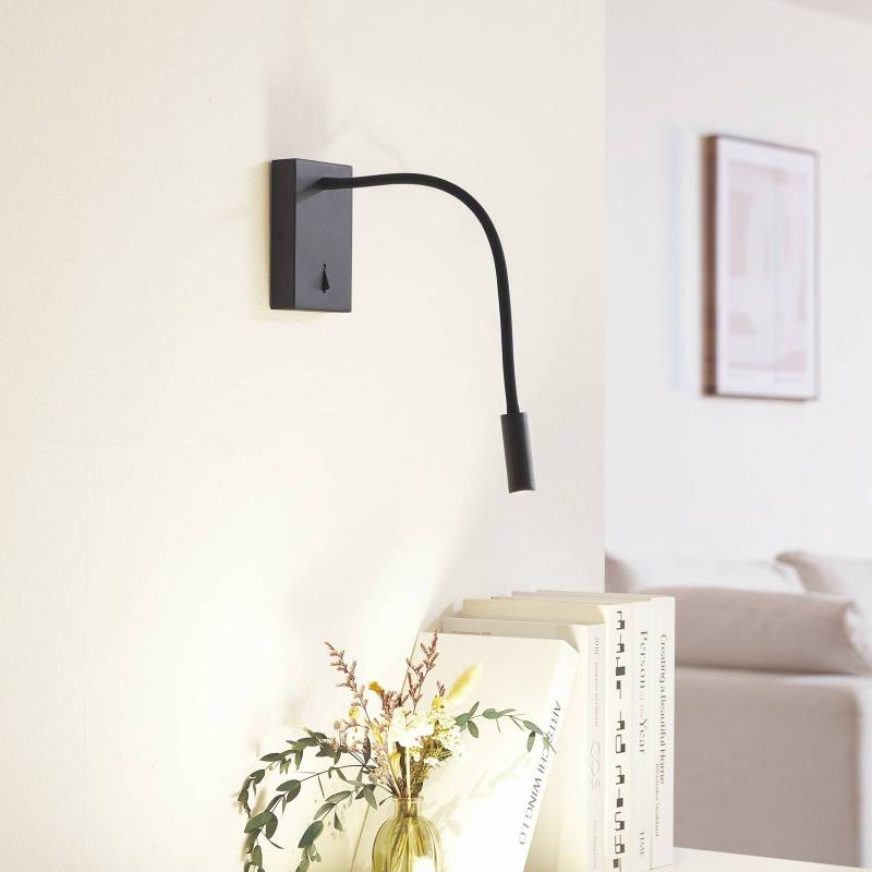 Lucande LED-Leseleuchte Hetti, schwarz, Metall, 14 cm hoch von LUCANDE