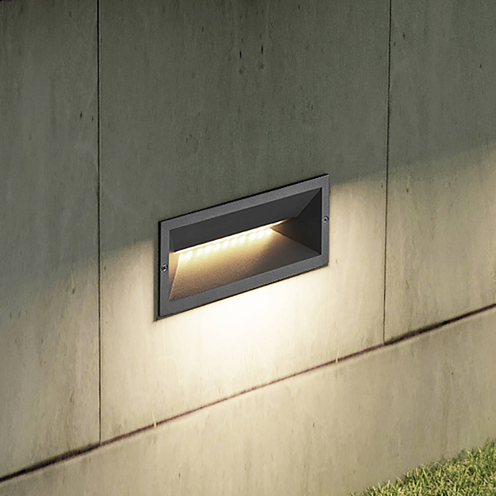 Lucande LED-Wandeinbauleuchte Jaano, anthrazit, Alu, IP65 Lucande LED-Wandeinbauleuchte Jaano, anthrazit, Alu, IP65 von LUCANDE