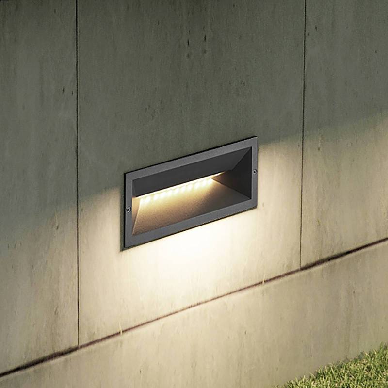 Lucande LED-Wandeinbauleuchte Jaano, anthrazit, Alu, IP65 von LUCANDE