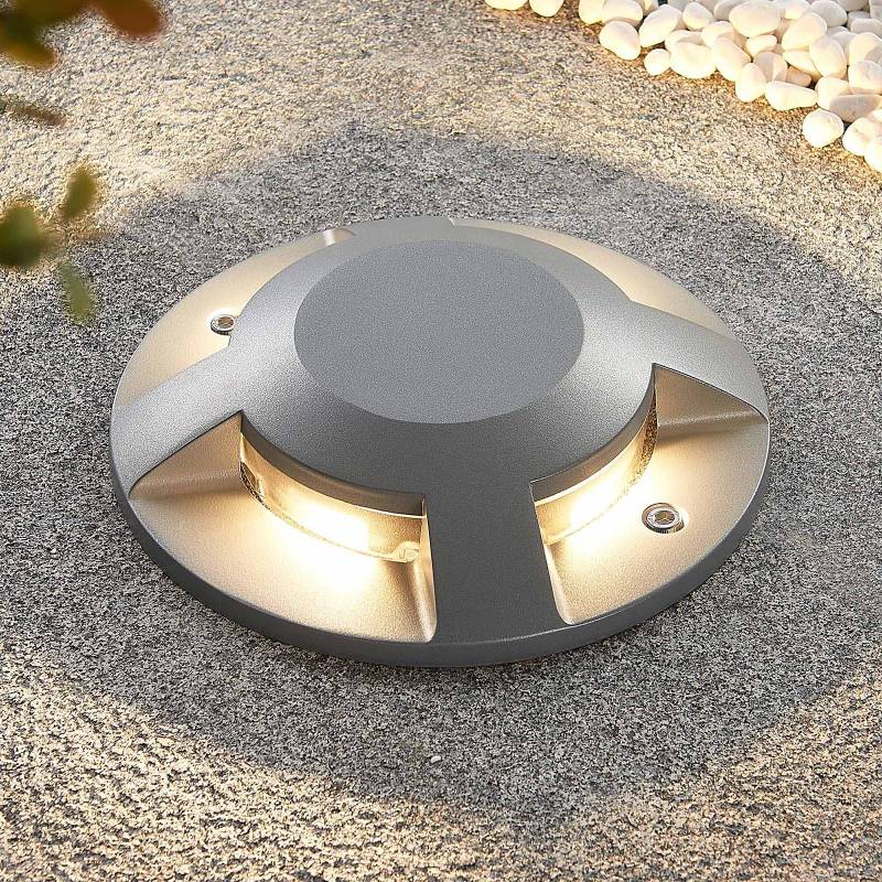 Lucande LED-Bodenstrahler Jeffrey, silber, 4-flammig von LUCANDE