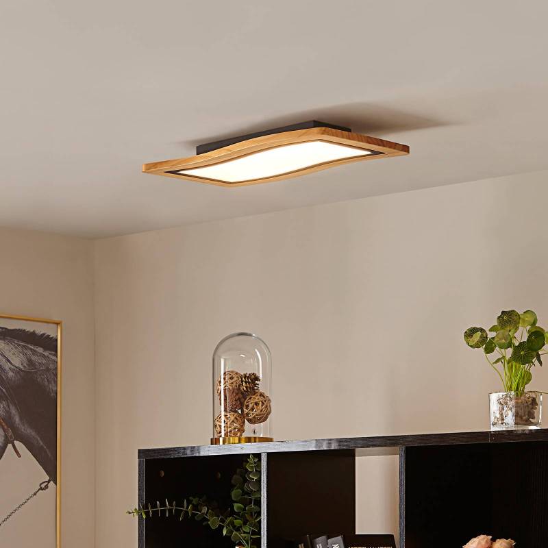 Lucande LED-Deckenleuchte Joren, 46 cm lang, Holz, 3.000 K von LUCANDE