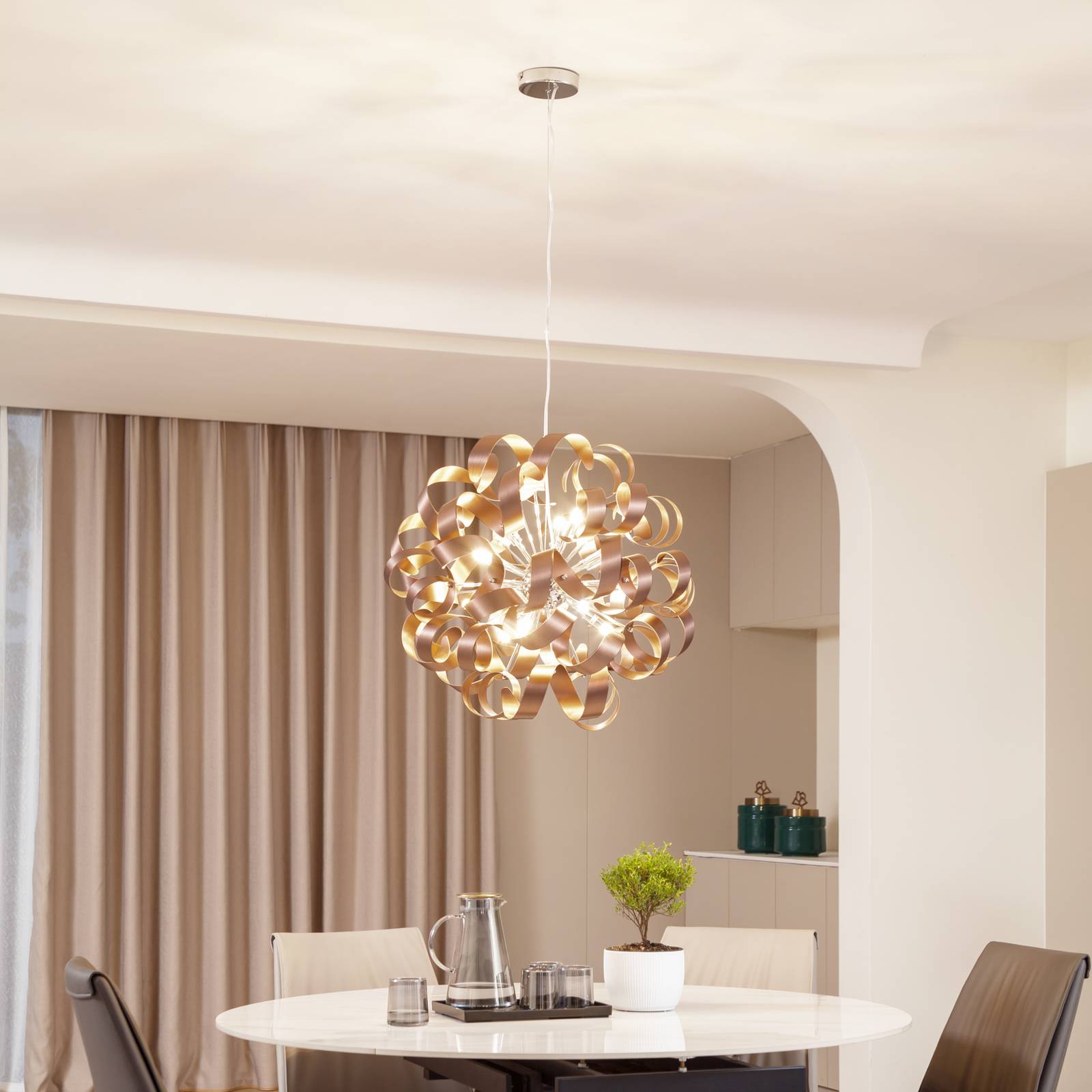 Lucande Hängelampe Kaelor, Ø 60 cm, kupferfarben, Aluminium Lucande Hängelampe Kaelor, Ø 60 cm, kupferfarben, Aluminium von LUCANDE